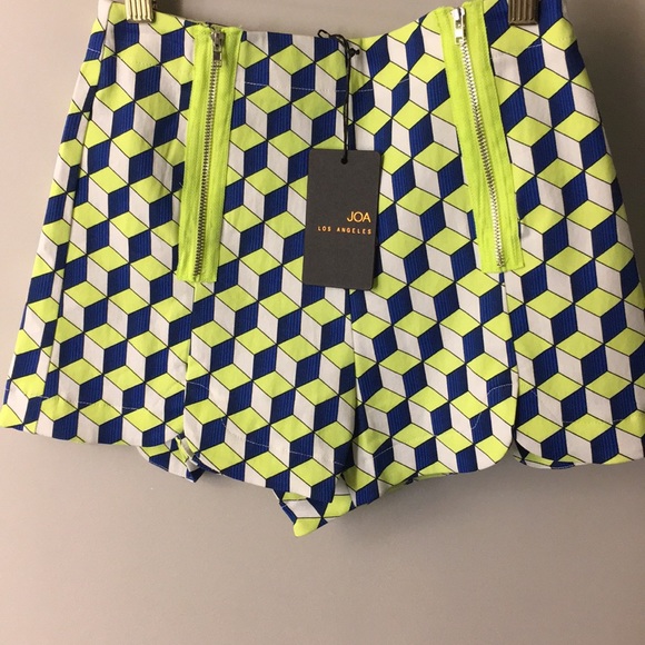 J.O.A. Pants - NWT JOA neon geometric print high waist shorts XS